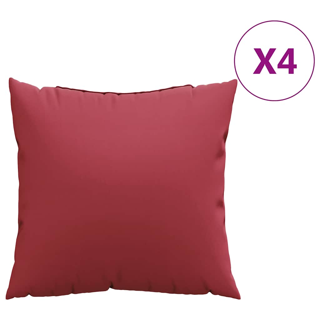sofahynder 4 stk. vinrød 60x60 cm stof