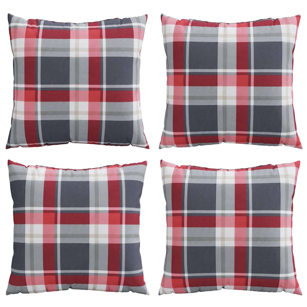 sofahynder 4 stk. rødt ternmønster 60x60 cm stof
