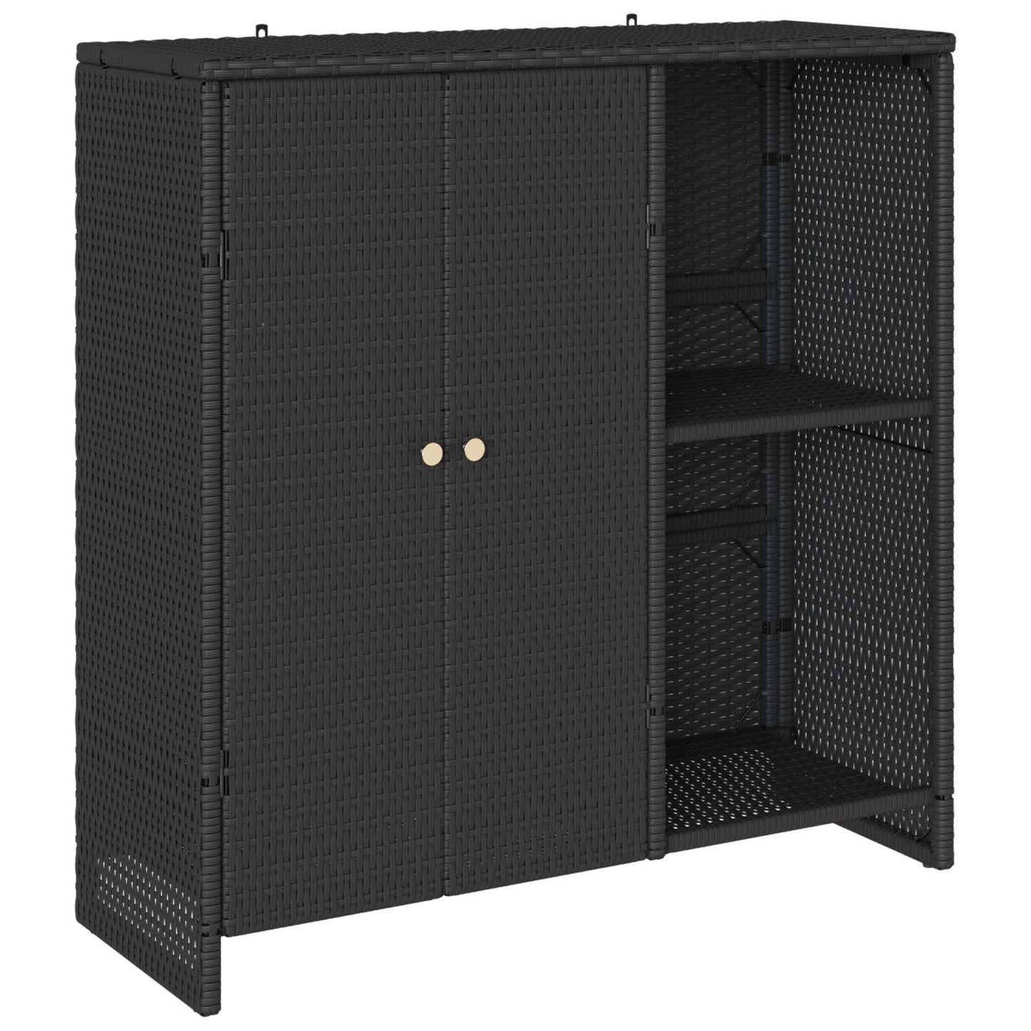 Opbevaringsskab med hylde med dør Sort 100 x 36 x 102 cm Rattan
