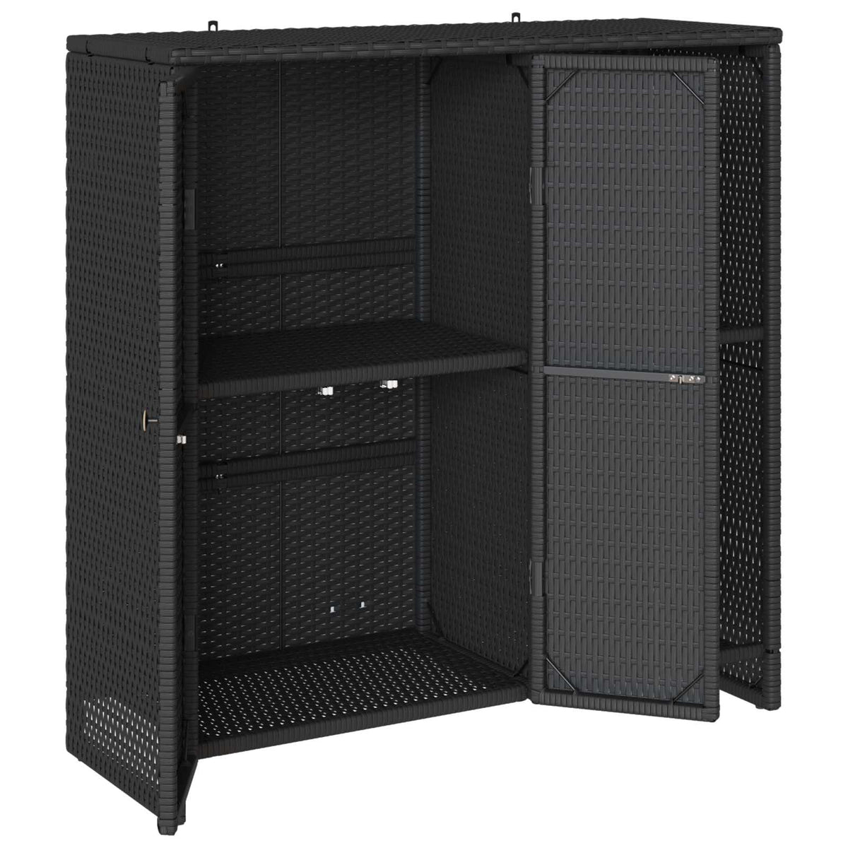 Opbevaringsskab med hylde med dør Sort 100 x 36 x 102 cm Rattan