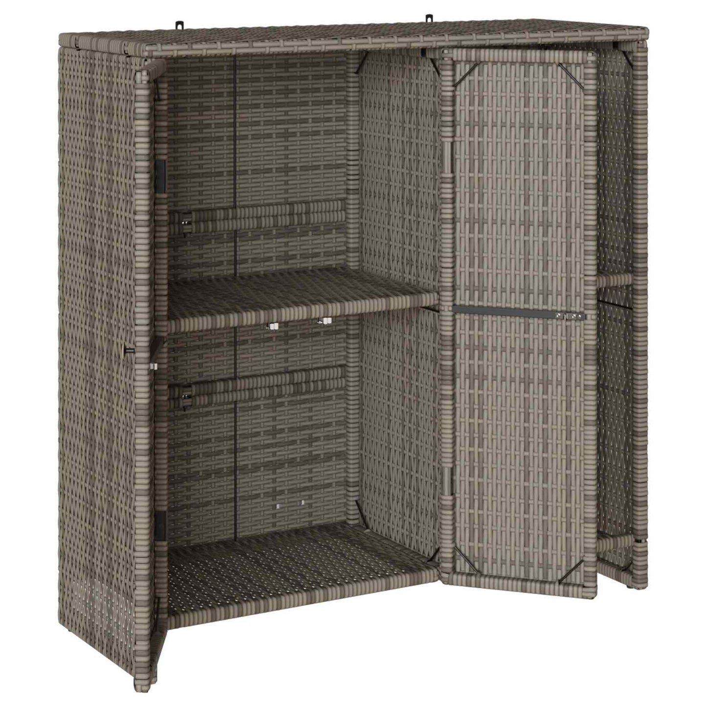 Opbevaringsskab med hylde med dør Grå 100 x 36 x 102 cm Rattan