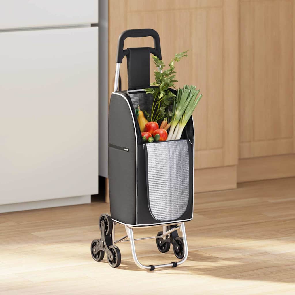 Indkøbsvogn Sort 39,5 x 33 x 93 cm Oxford stof