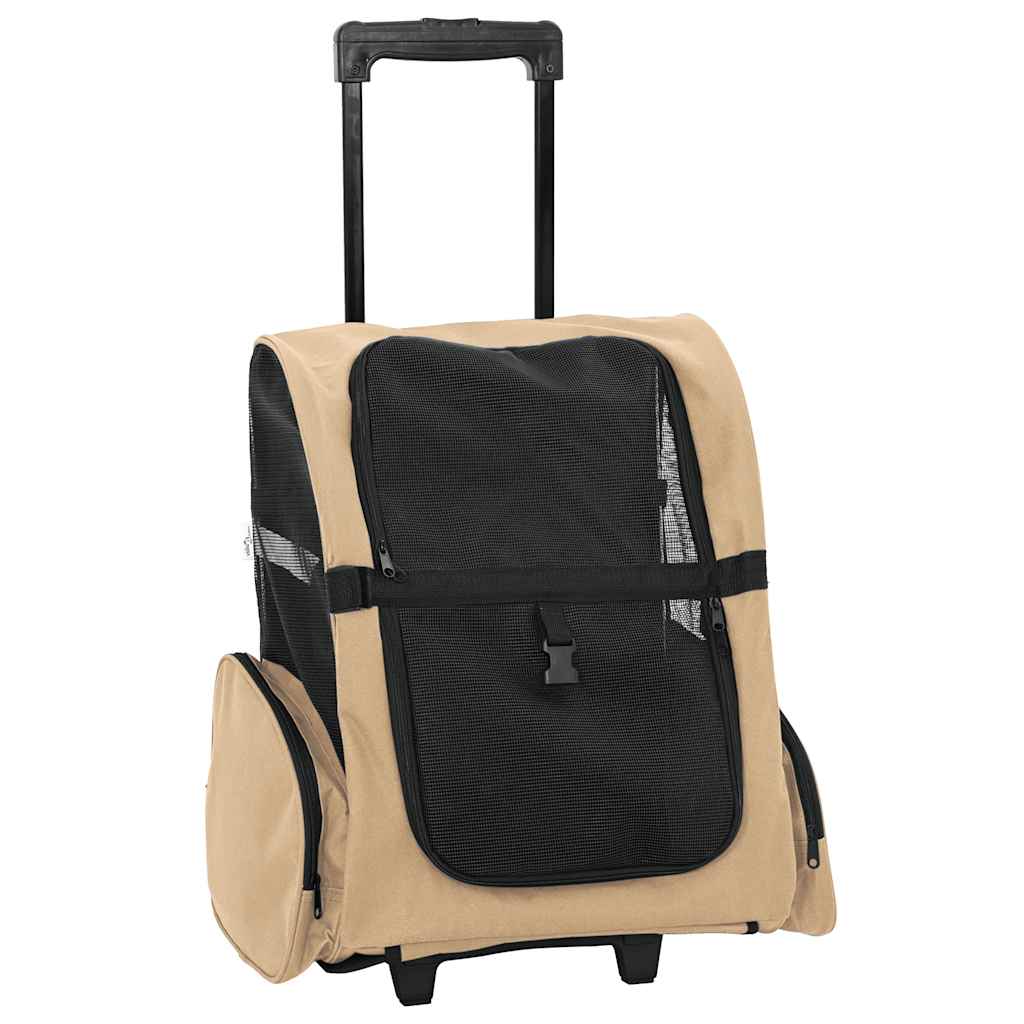 kæledyrsvogn 3-i-1 design sand 48x32x(57-106) cm oxfordstof