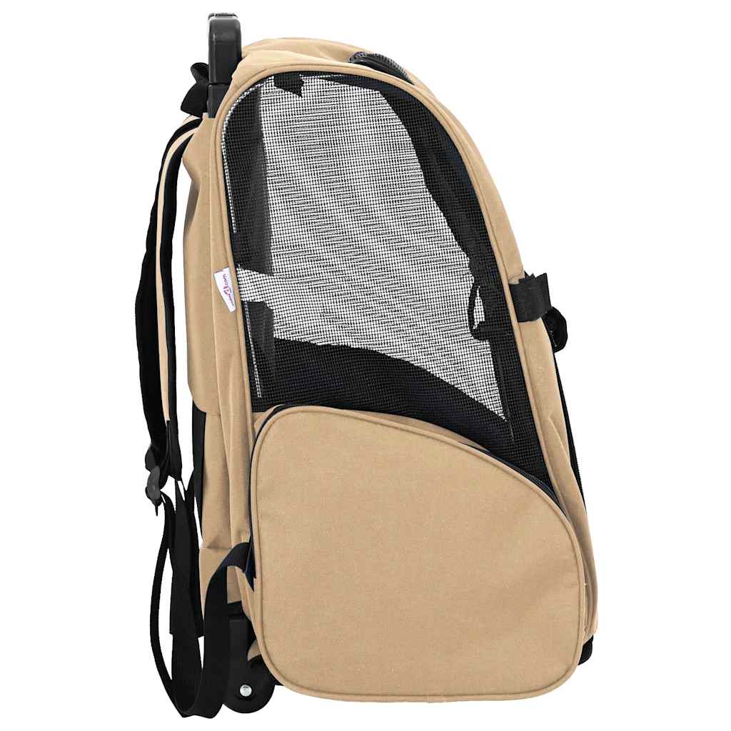 kæledyrsvogn 3-i-1 design sand 48x32x(57-106) cm oxfordstof