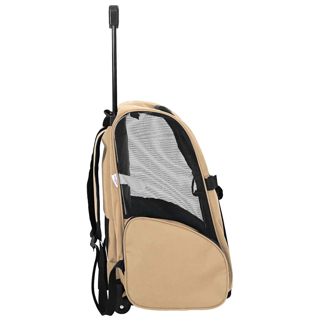 kæledyrsvogn 3-i-1 design sand 48x32x(57-106) cm oxfordstof