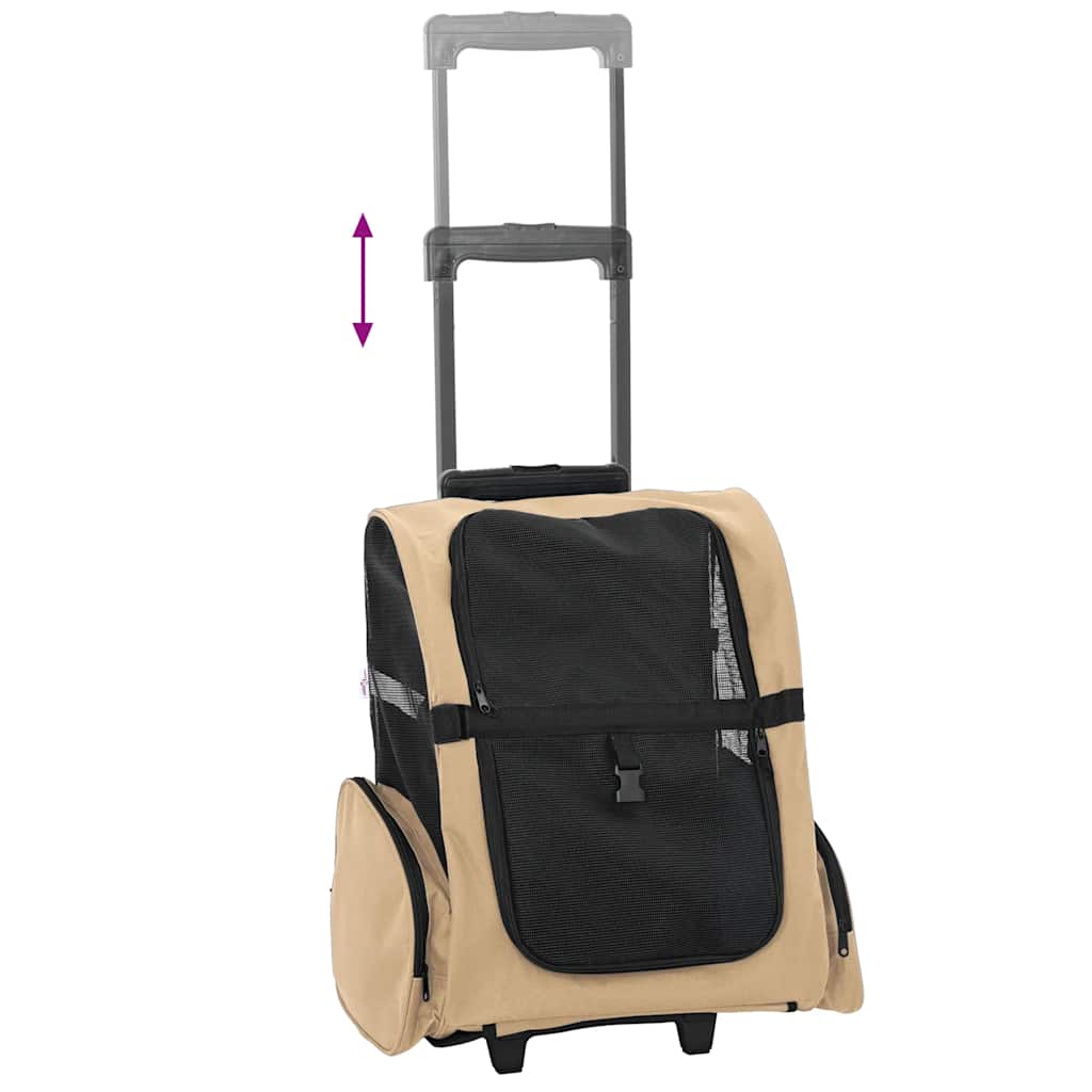 kæledyrsvogn 3-i-1 design sand 48x32x(57-106) cm oxfordstof