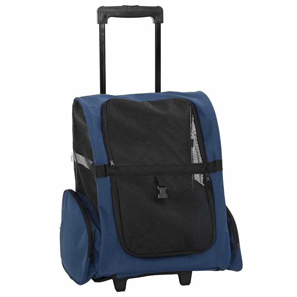 kæledyrsvogn 3-i-1 design blå 48x32x(57-106) cm oxfordstof