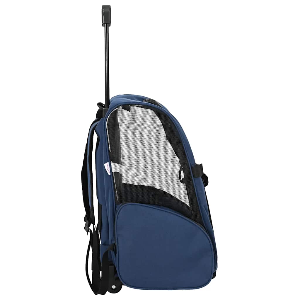 kæledyrsvogn 3-i-1 design blå 48x32x(57-106) cm oxfordstof