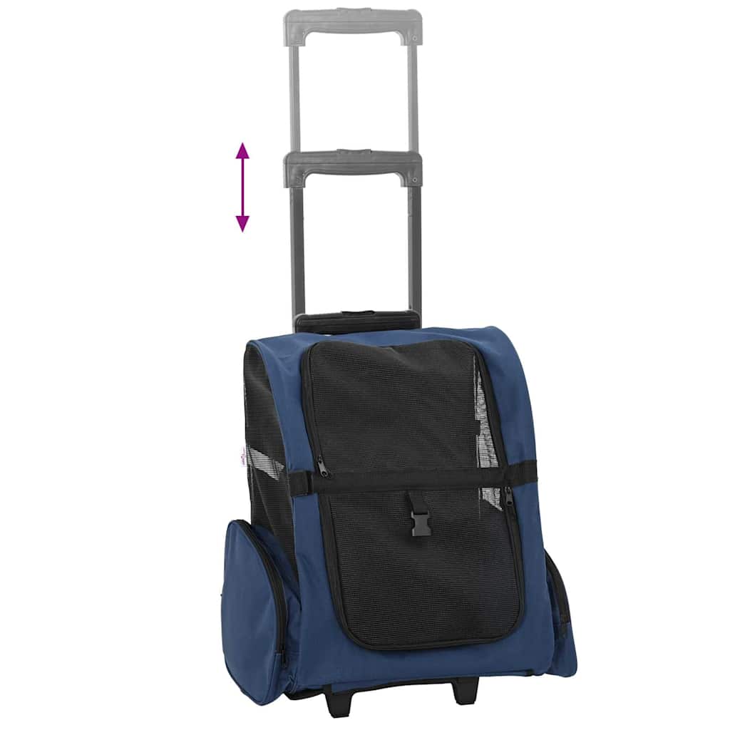 kæledyrsvogn 3-i-1 design blå 48x32x(57-106) cm oxfordstof