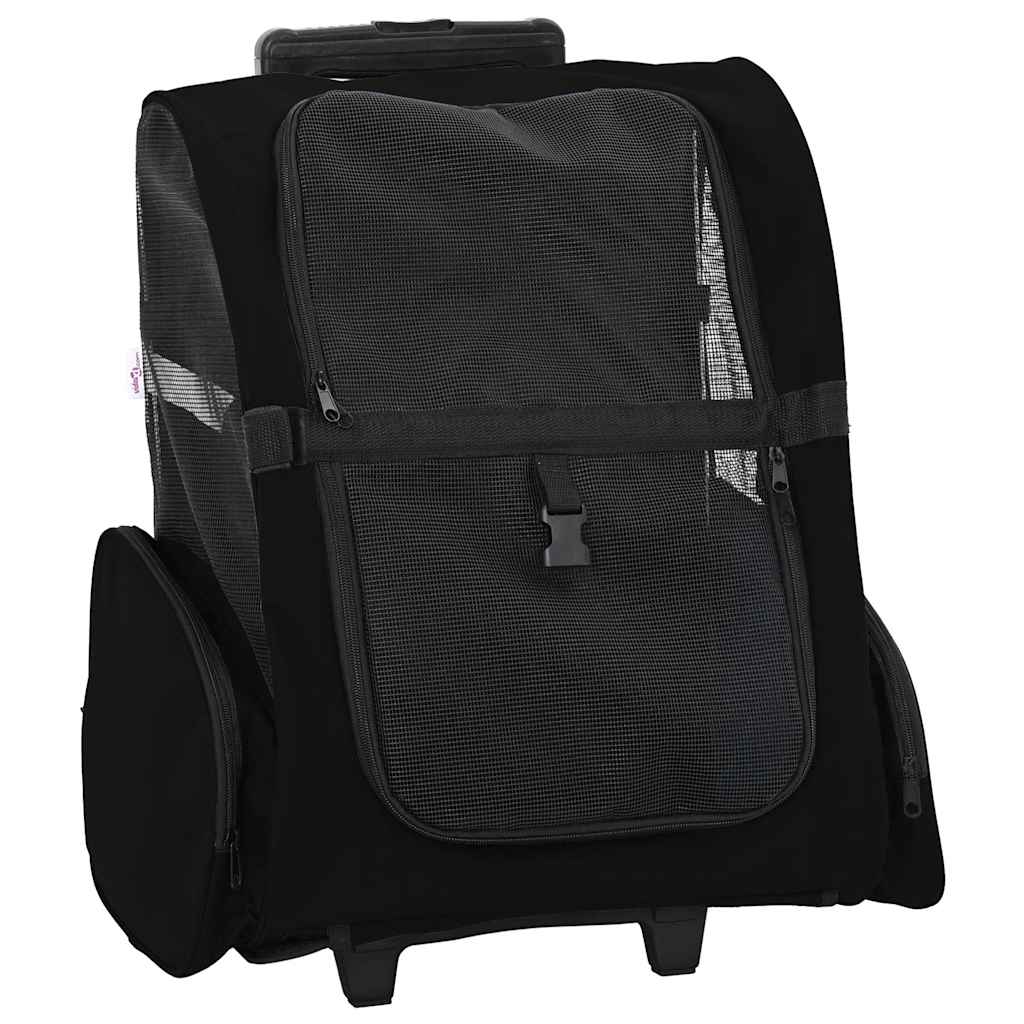 kæledyrsvogn 3-i-1 design sort 48x32x(57-106) cm oxfordstof