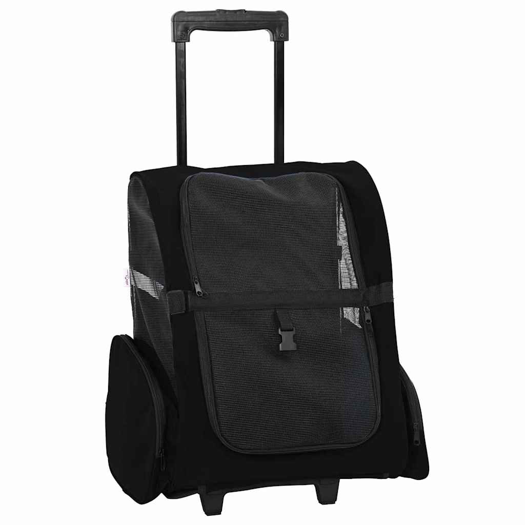 kæledyrsvogn 3-i-1 design sort 48x32x(57-106) cm oxfordstof