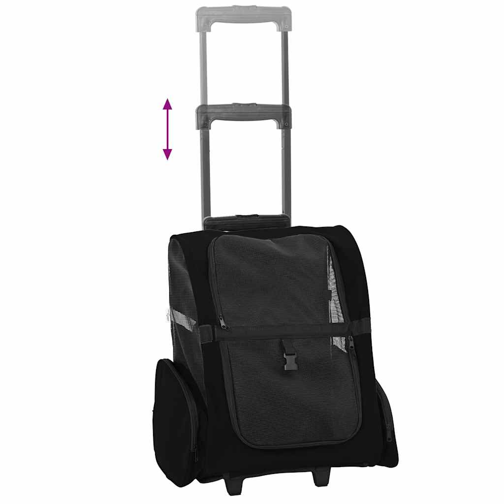 kæledyrsvogn 3-i-1 design sort 48x32x(57-106) cm oxfordstof