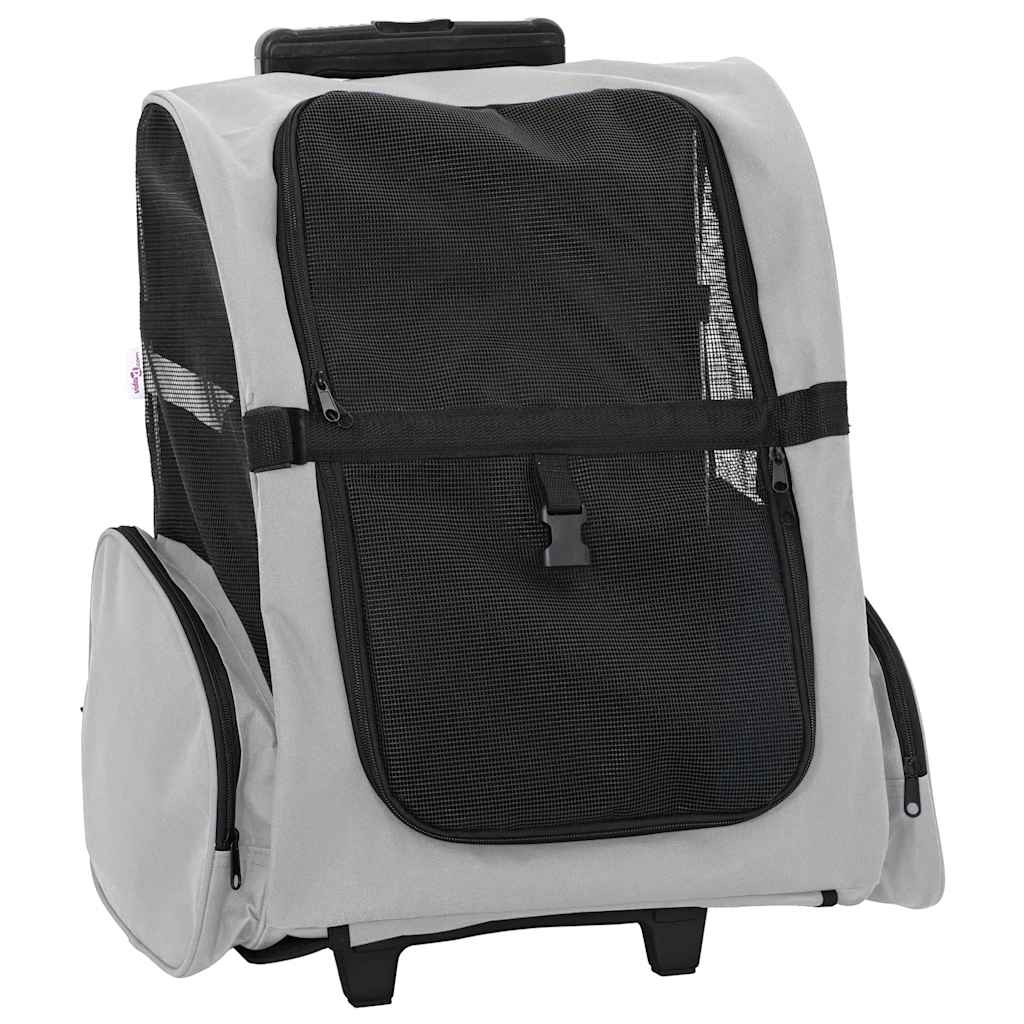 kæledyrsvogn 3-i-1 design grå 48x32x(57-106) cm oxfordstof