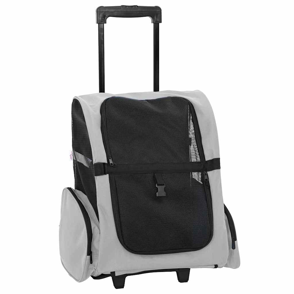 kæledyrsvogn 3-i-1 design grå 48x32x(57-106) cm oxfordstof