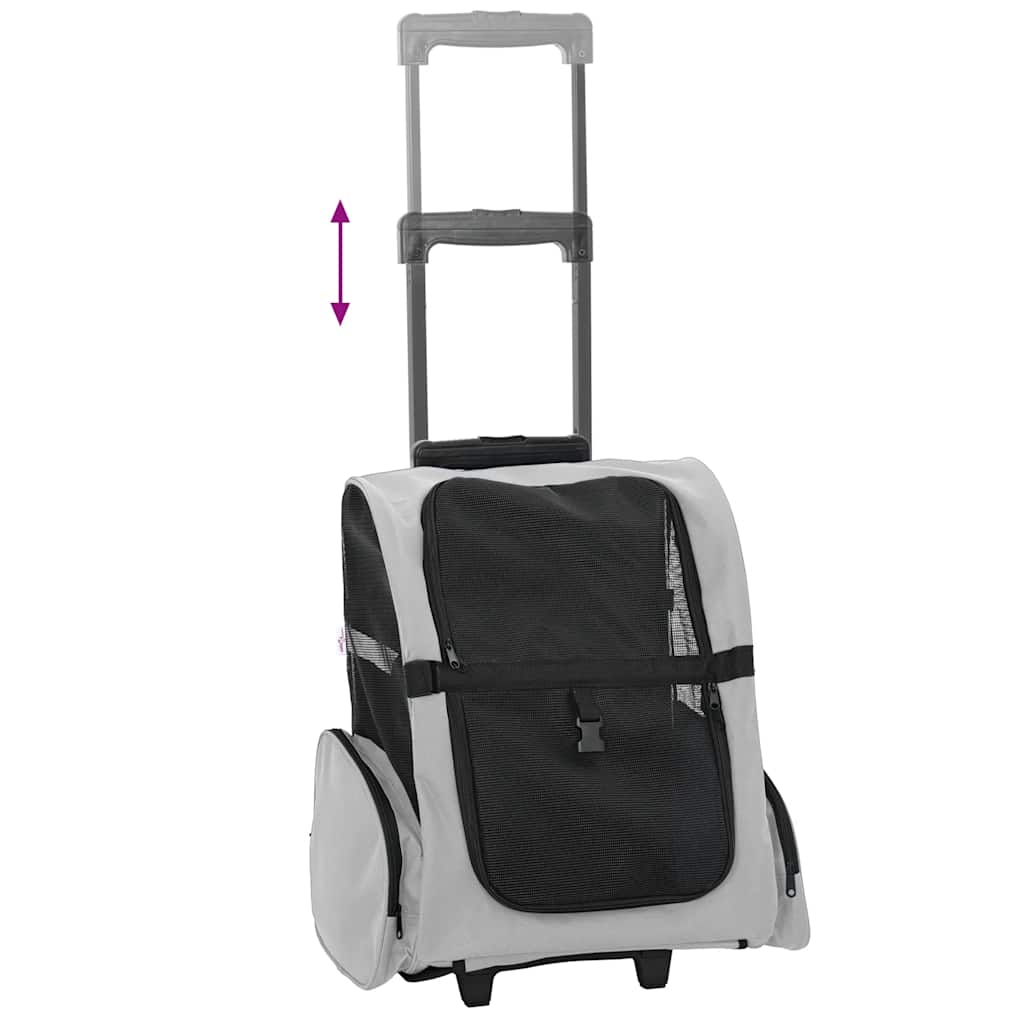kæledyrsvogn 3-i-1 design grå 48x32x(57-106) cm oxfordstof