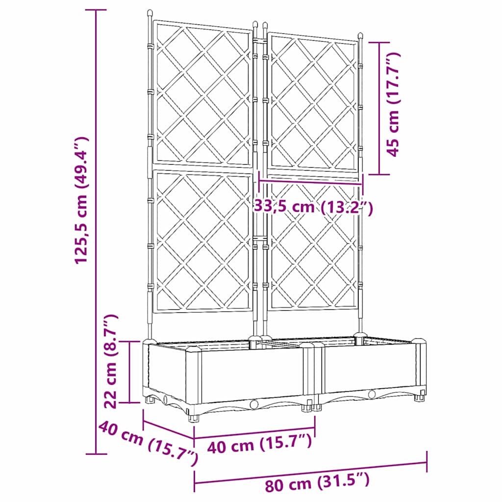 Have Blomsterkrukke 2 stk. Brun 80 x 40 x 125,5 cm PP