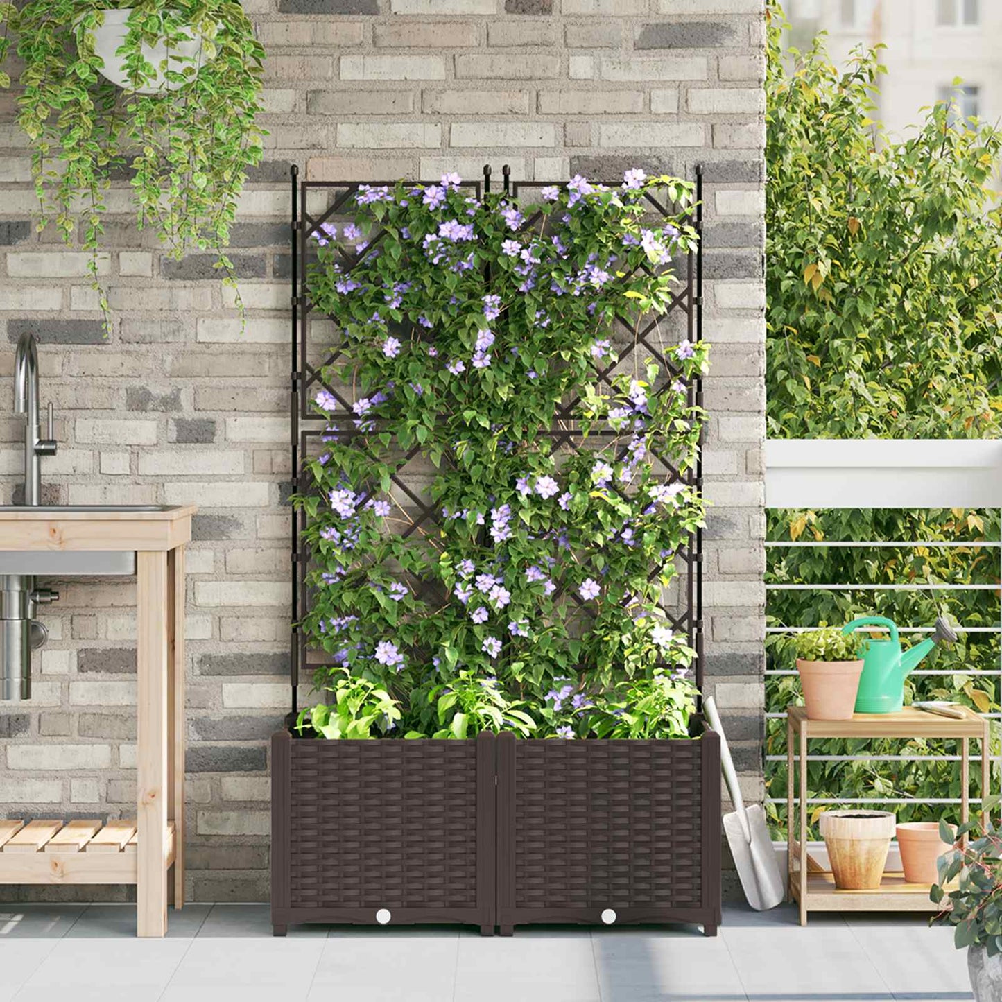 Have Blomsterkrukke 2 stk. Brun 80 x 40 x 143 cm PP
