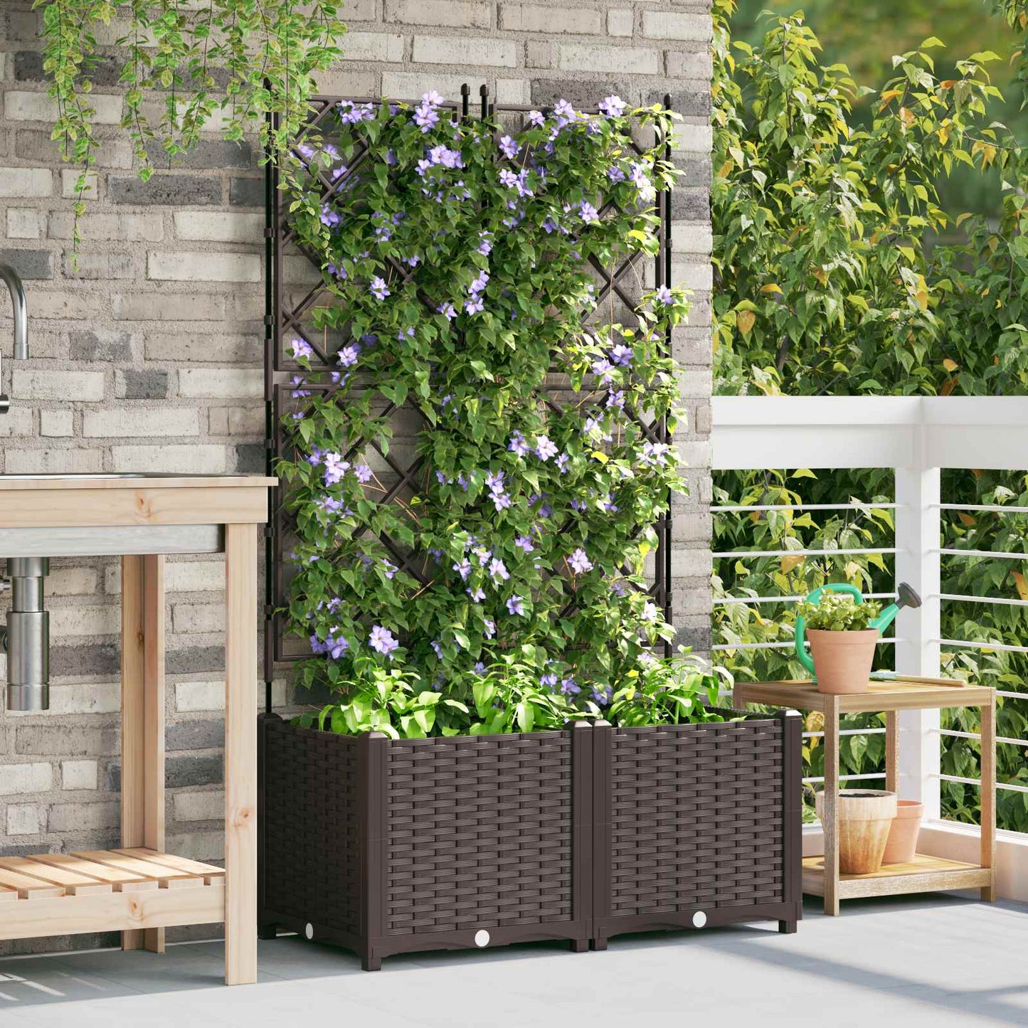 Have Blomsterkrukke 2 stk. Brun 80 x 40 x 143 cm PP