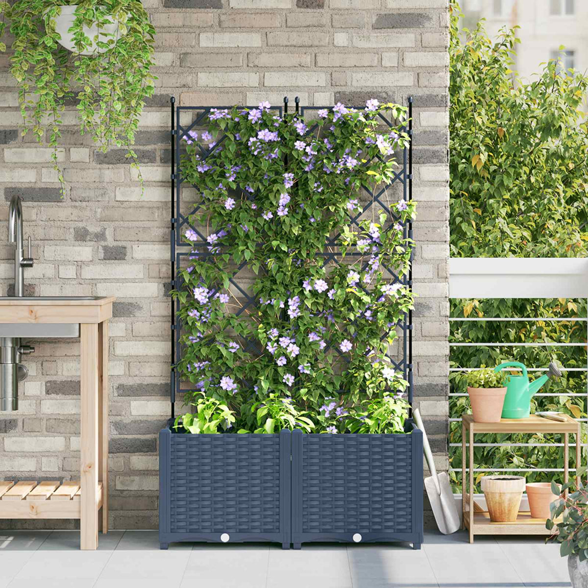Have Blomsterkrukke 2 stk. Grå 80 x 40 x 143 cm PP