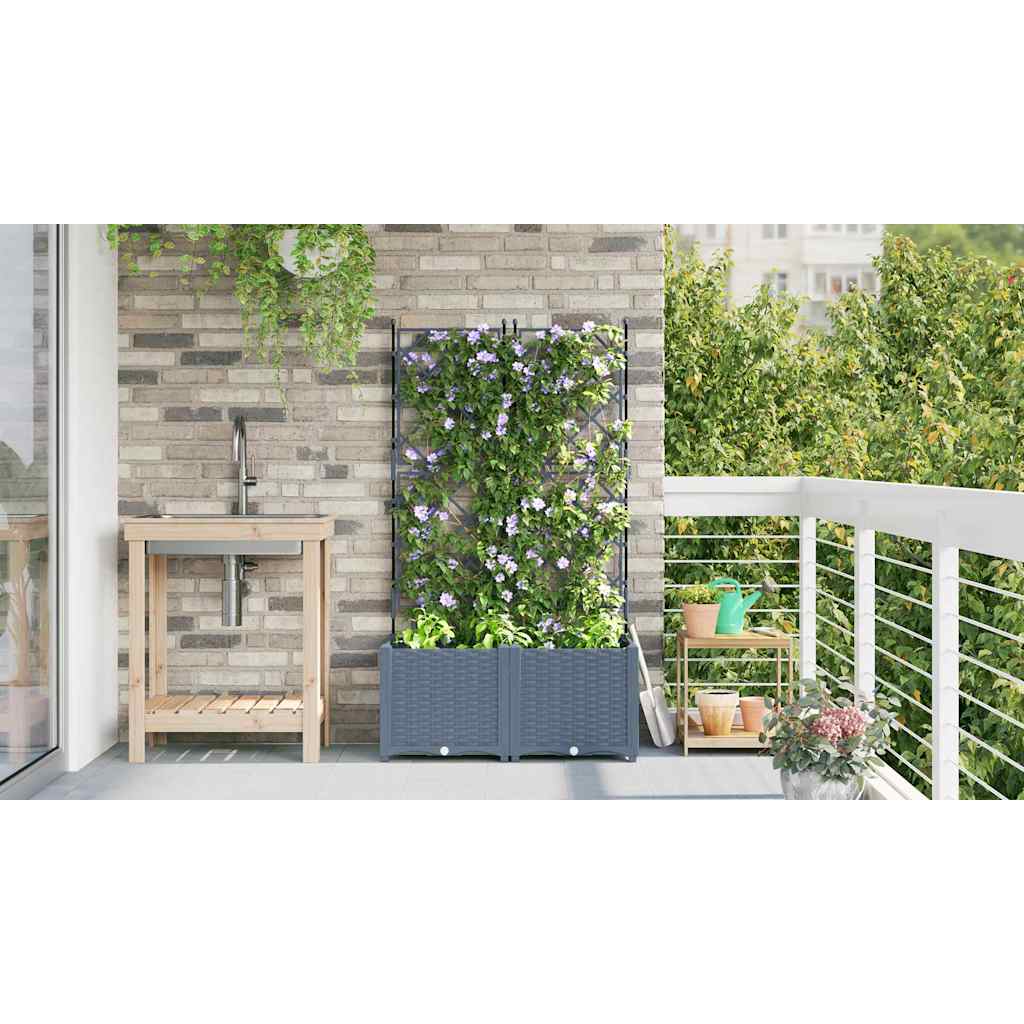 Have Blomsterkrukke 2 stk. Lysegrå 80 x 40 x 143 cm PP