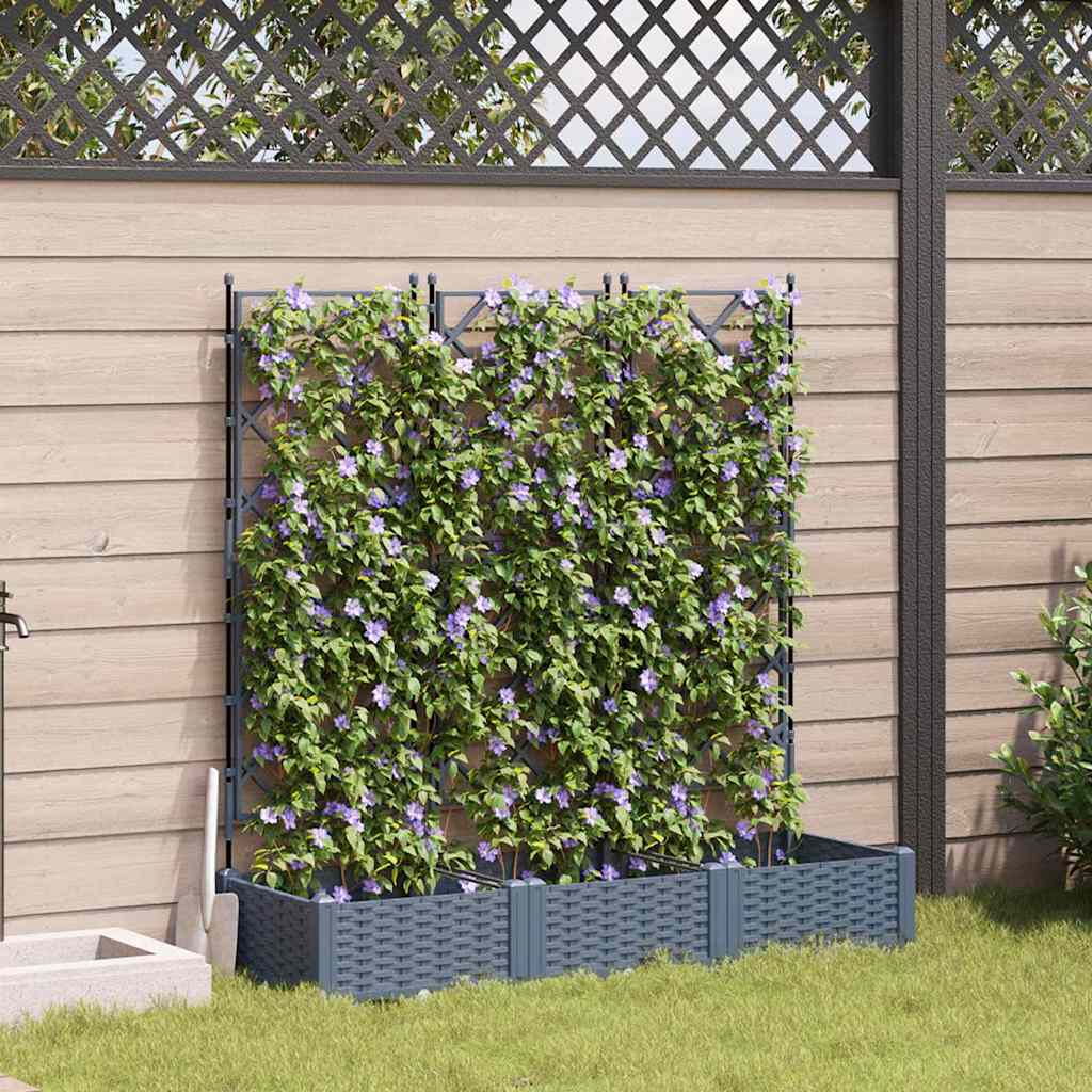 Have Blomsterkrukke 3 stk. Lysegrå 120 x 40 x 125,5 cm PP
