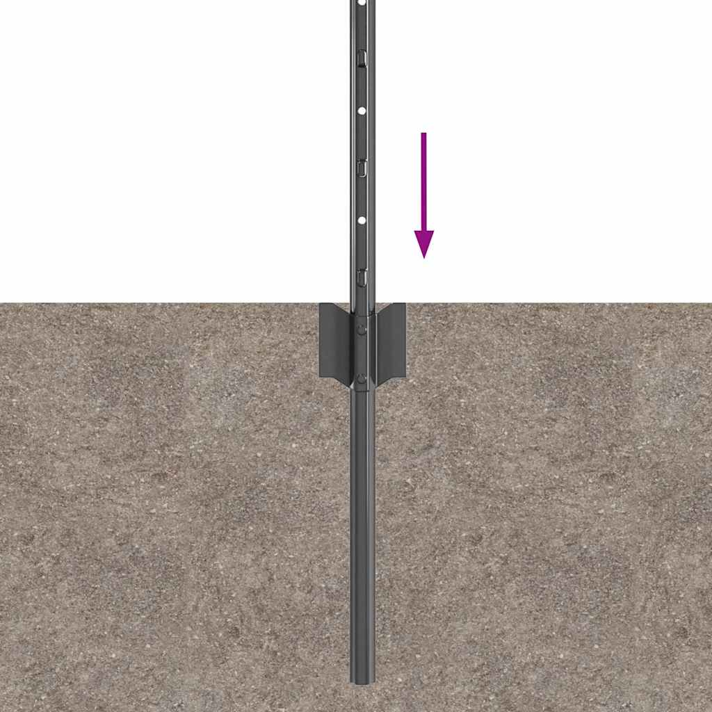 Einbetonierter Zaunpfosten 5 stk. Grå 120 cm Pulverlakeret stål