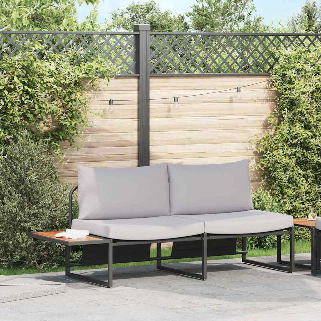 Havemøbelsofa med pude Lysegrå 200,5 x 70 x 85,5 cm Stål