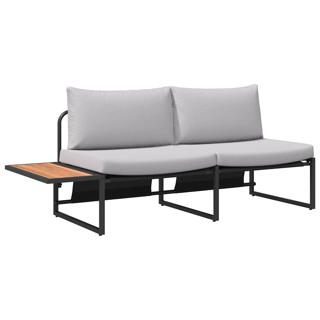 Havemøbelsofa med pude Lysegrå 200,5 x 70 x 85,5 cm Stål