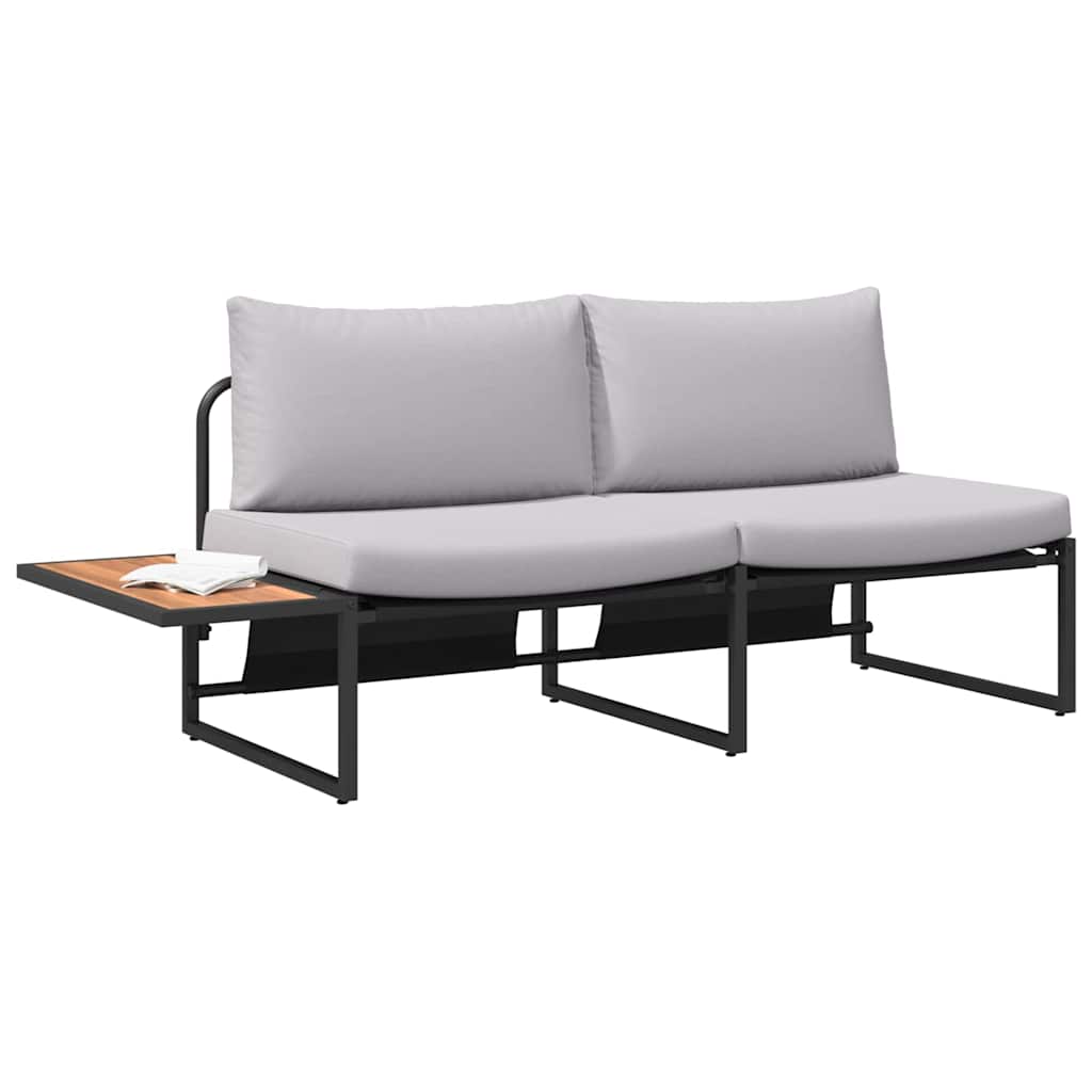 Havemøbelsofa med pude Lysegrå 200,5 x 70 x 85,5 cm Stål