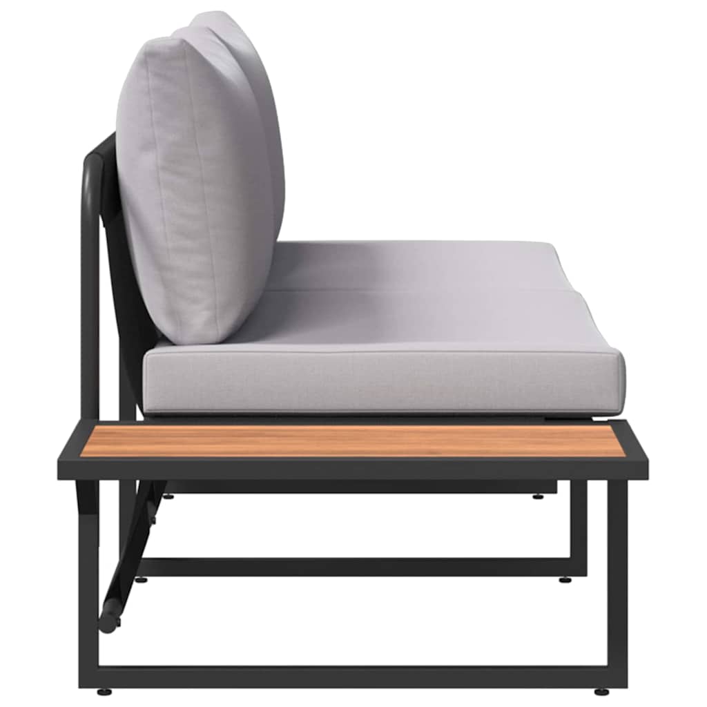 Havemøbelsofa med pude Lysegrå 200,5 x 70 x 85,5 cm Stål