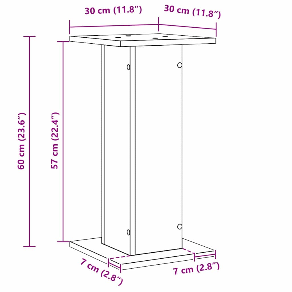 Højtaler Stativer 2 stk. Sort eg 30 x 30 x 60 cm