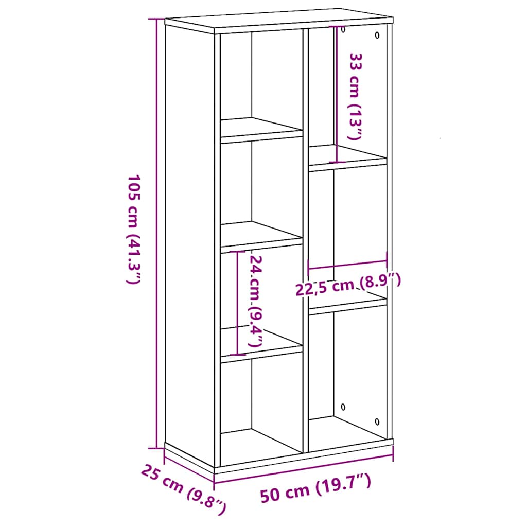 Bogreol 7 niveauer 50 x 25 x 102 cm Sort eg