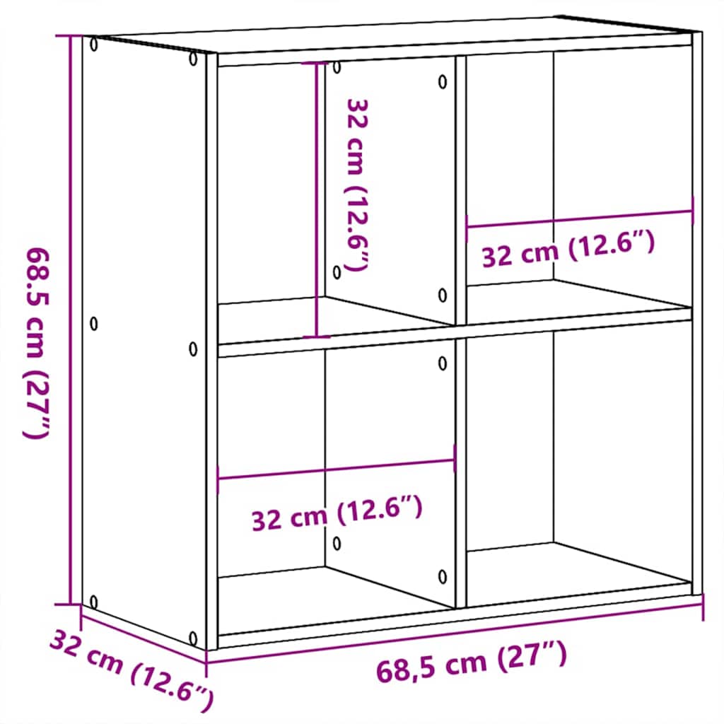 Bogreol Sort eg 68.5 x 32 x 68.5 cm