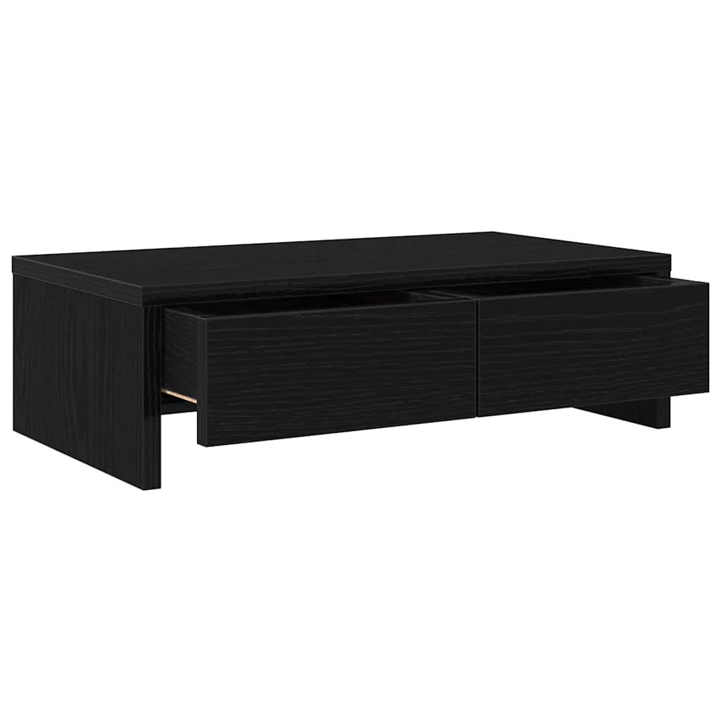 skærmholder med skuffer 50x27x15 cm konstrueret træ sort eg