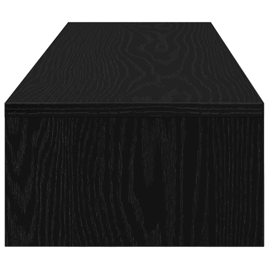skærmstander med skuffer 100x27x15 cm konstrueret træ sort eg