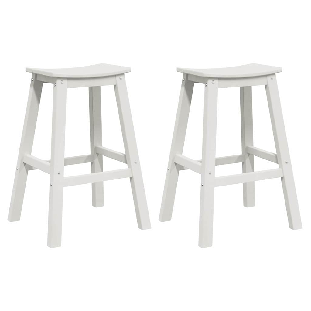 Barbænk 2 stk. Hvid 52 x 43 x 73,5 cm HDPE