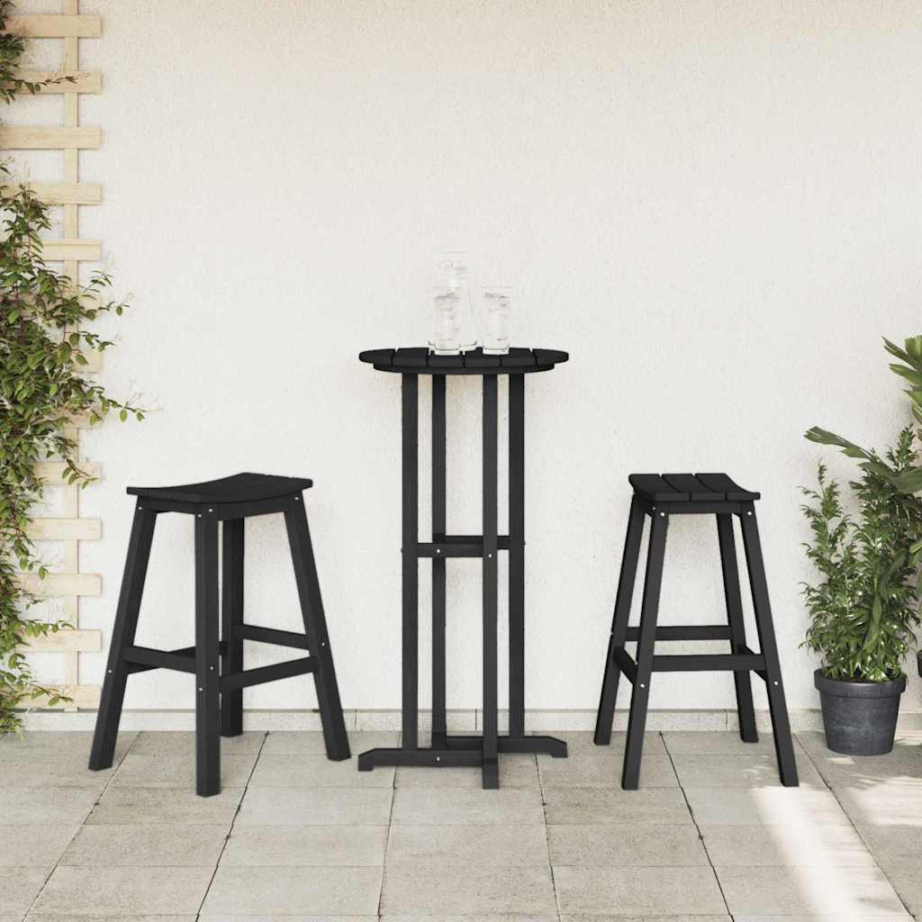 Barbænk 2 stk. Sort 52 x 43 x 73,5 cm HDPE