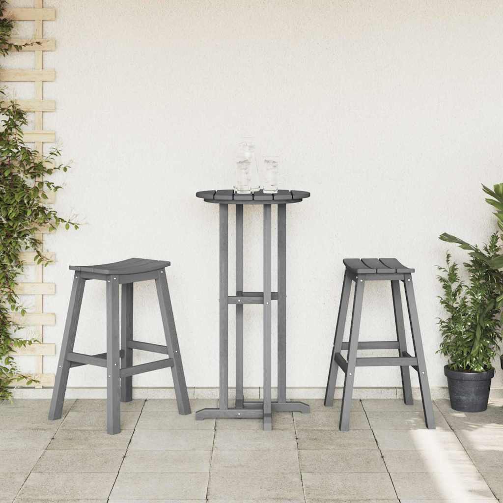 Barbænk 2 stk. Lysegrå 52 x 43 x 73,5 cm HDPE