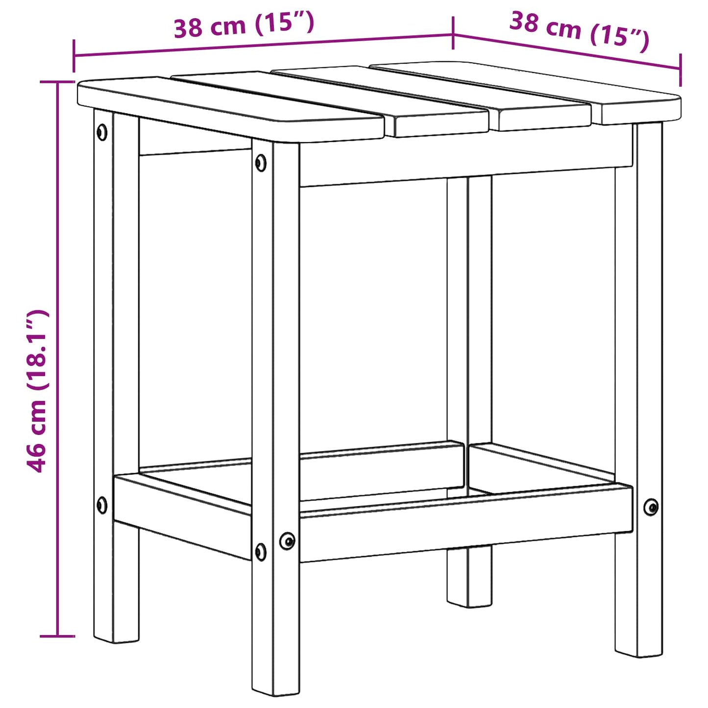 Sidebord Hvid 38 x 38 x 46 cm Polyethylen