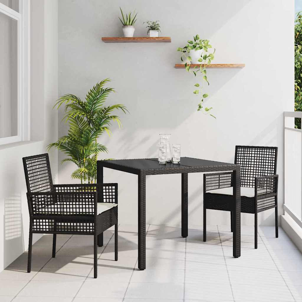 Have Spisebordssæt 3 stk. Sort polyrattan