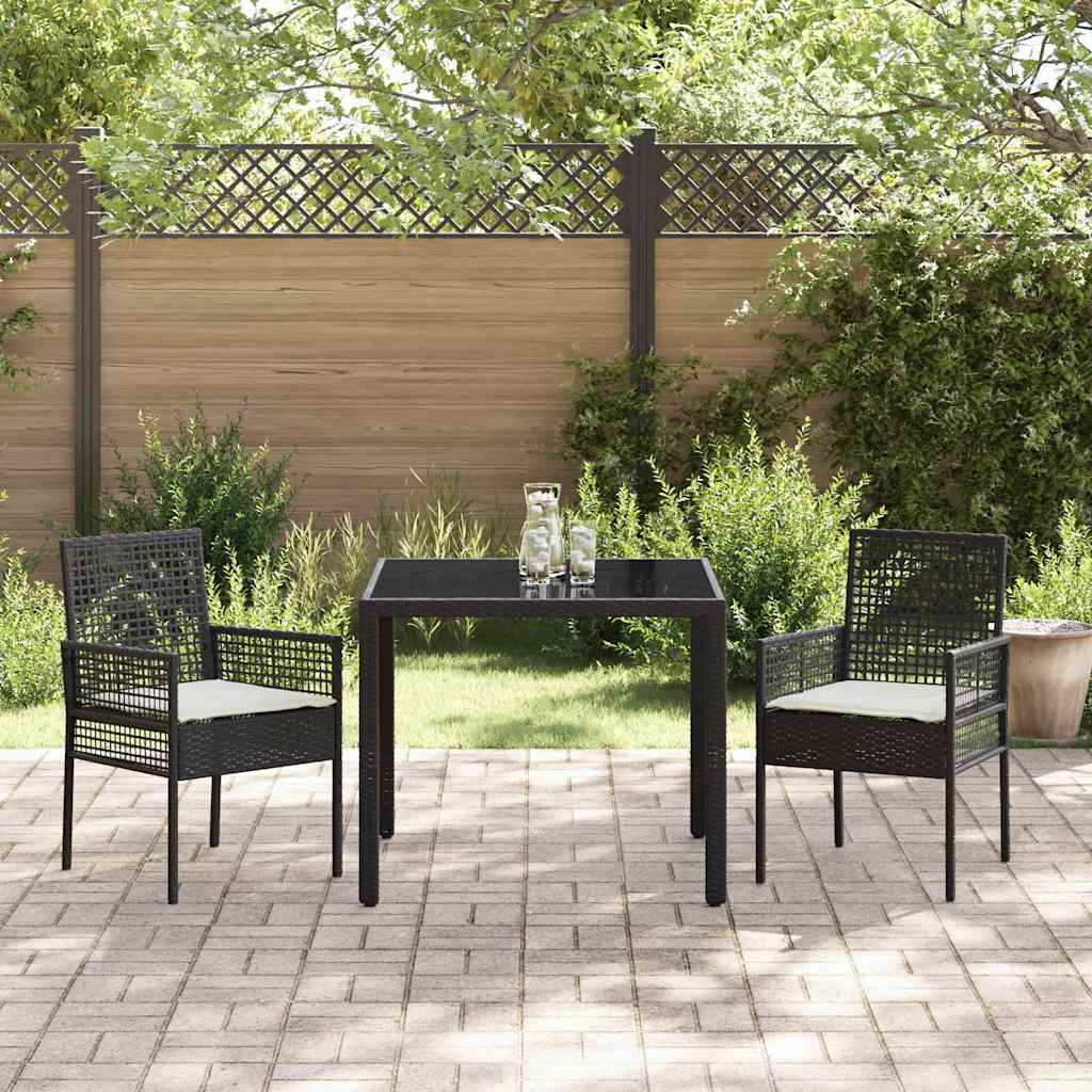 Have Spisebordssæt 3 stk. Sort polyrattan