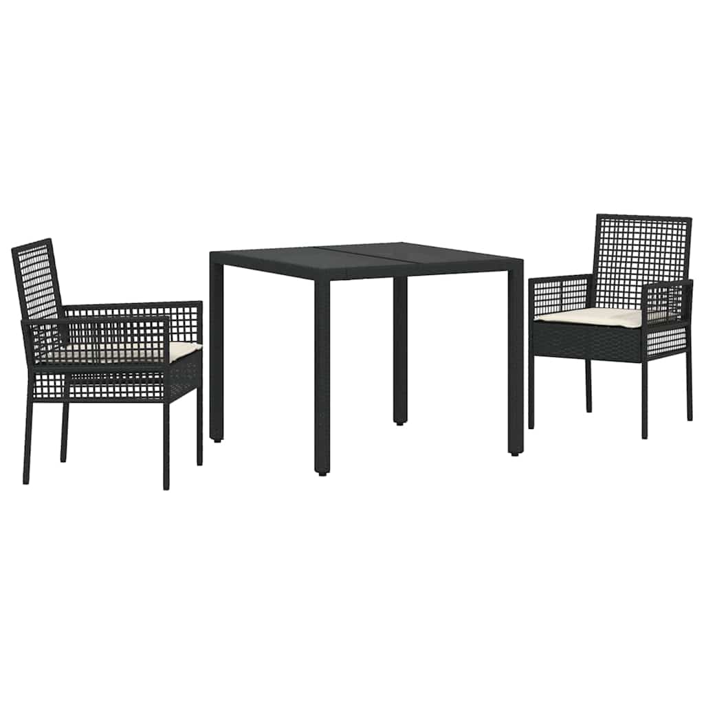 Have Spisebordssæt 3 stk. Sort polyrattan