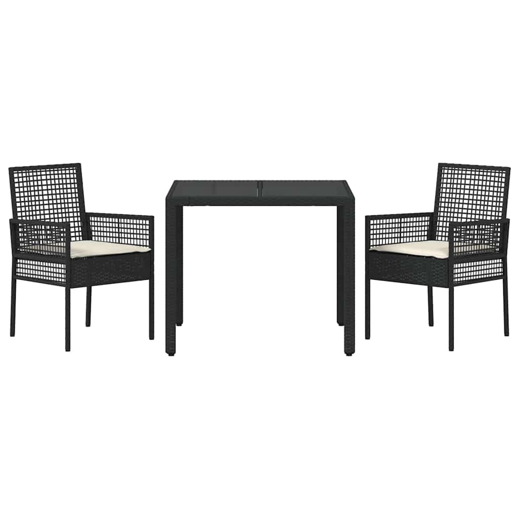 Have Spisebordssæt 3 stk. Sort polyrattan