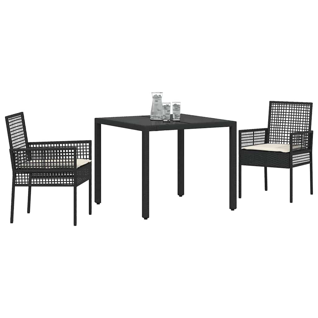 Have Spisebordssæt 3 stk. Sort polyrattan