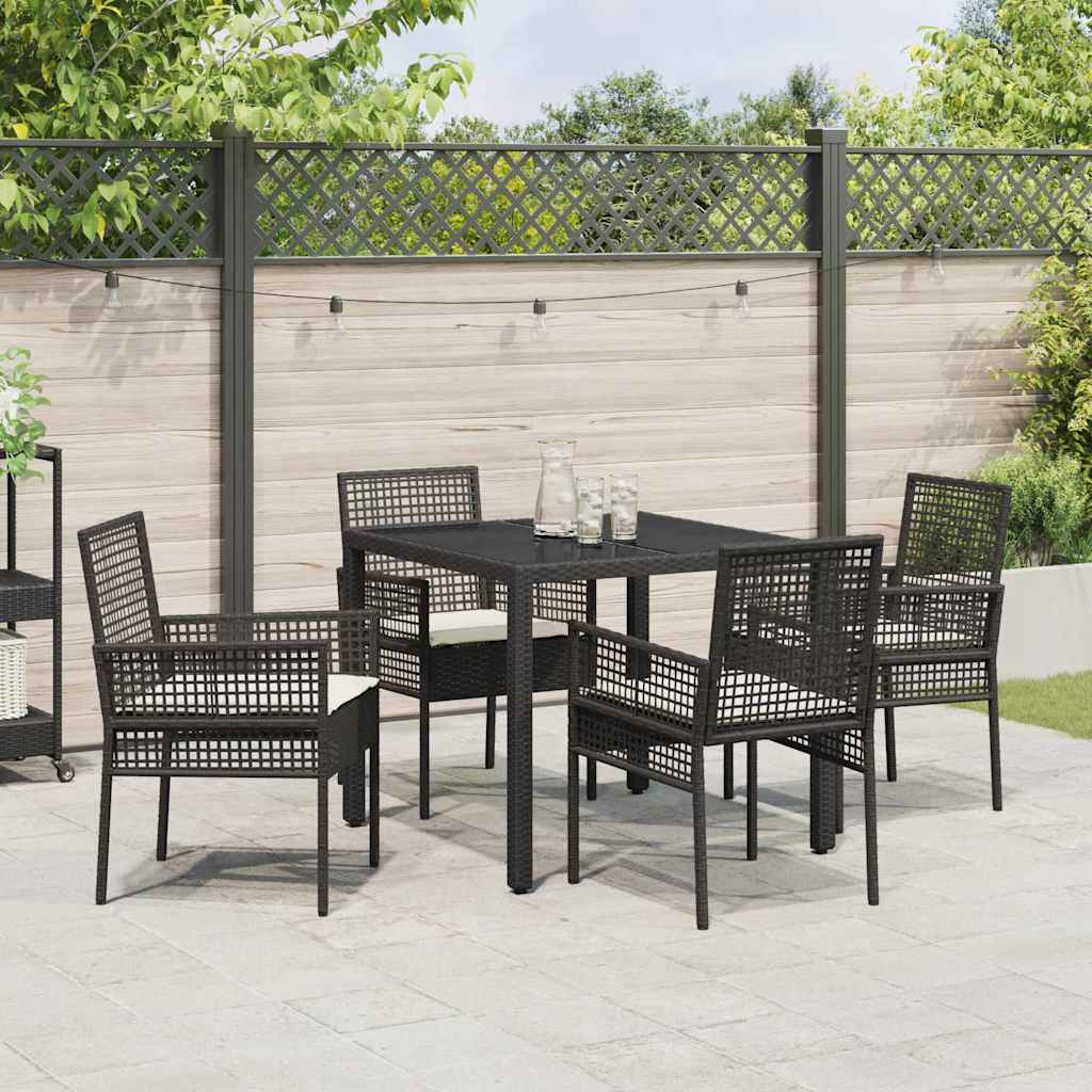 Have Spisebordssæt 5 stk. Sort polyrattan