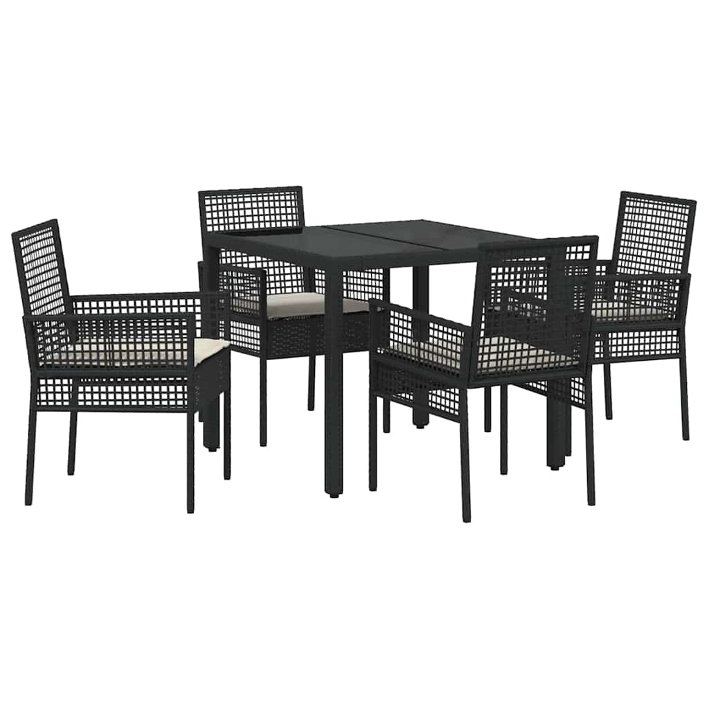 Have Spisebordssæt 5 stk. Sort polyrattan