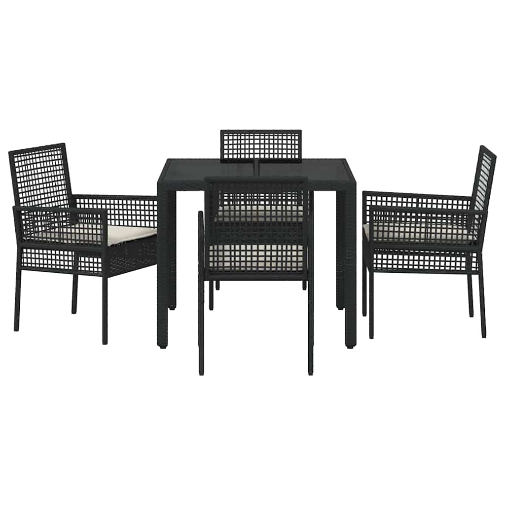 Have Spisebordssæt 5 stk. Sort polyrattan