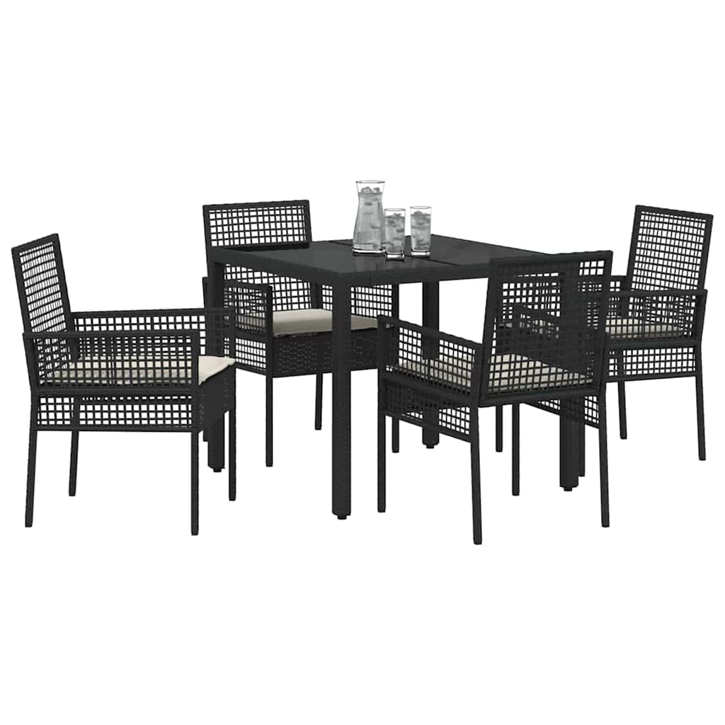 Have Spisebordssæt 5 stk. Sort polyrattan