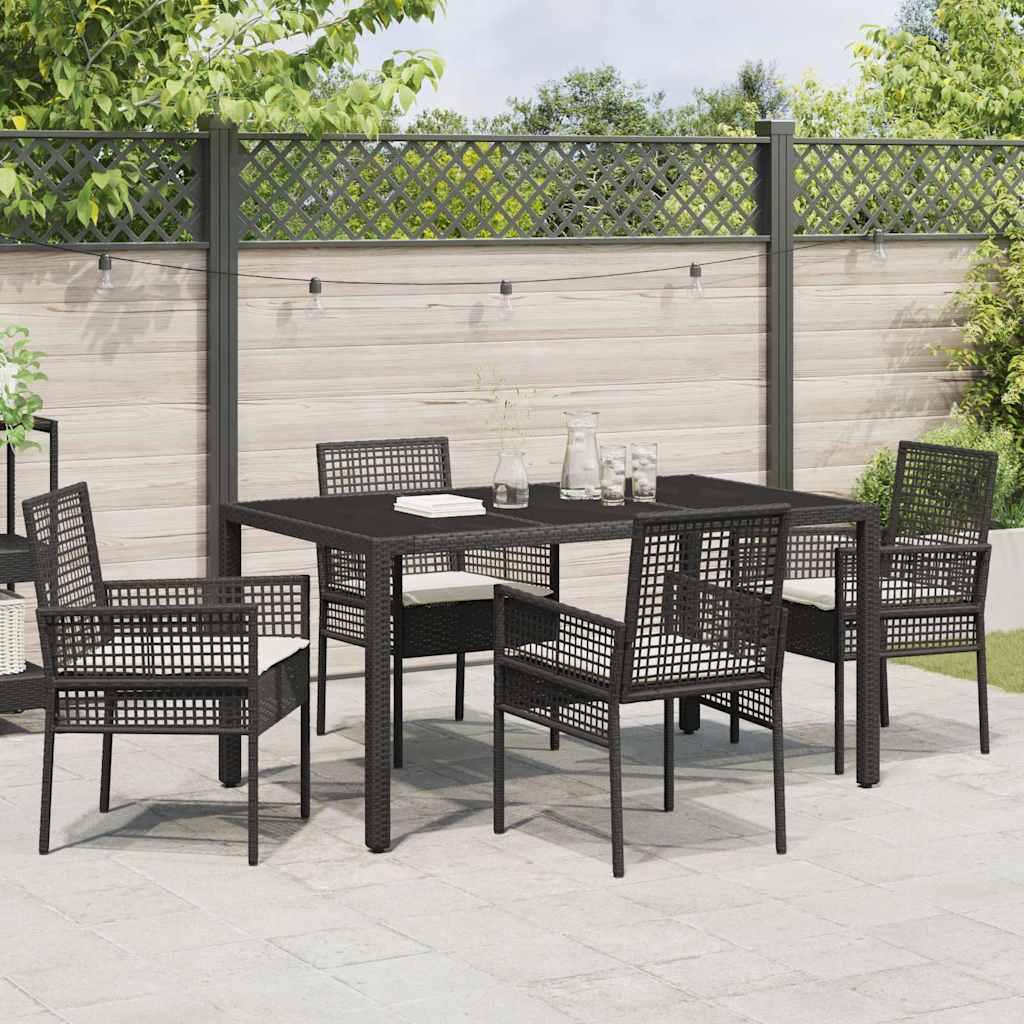 Have Spisebordssæt 5 stk. Sort polyrattan