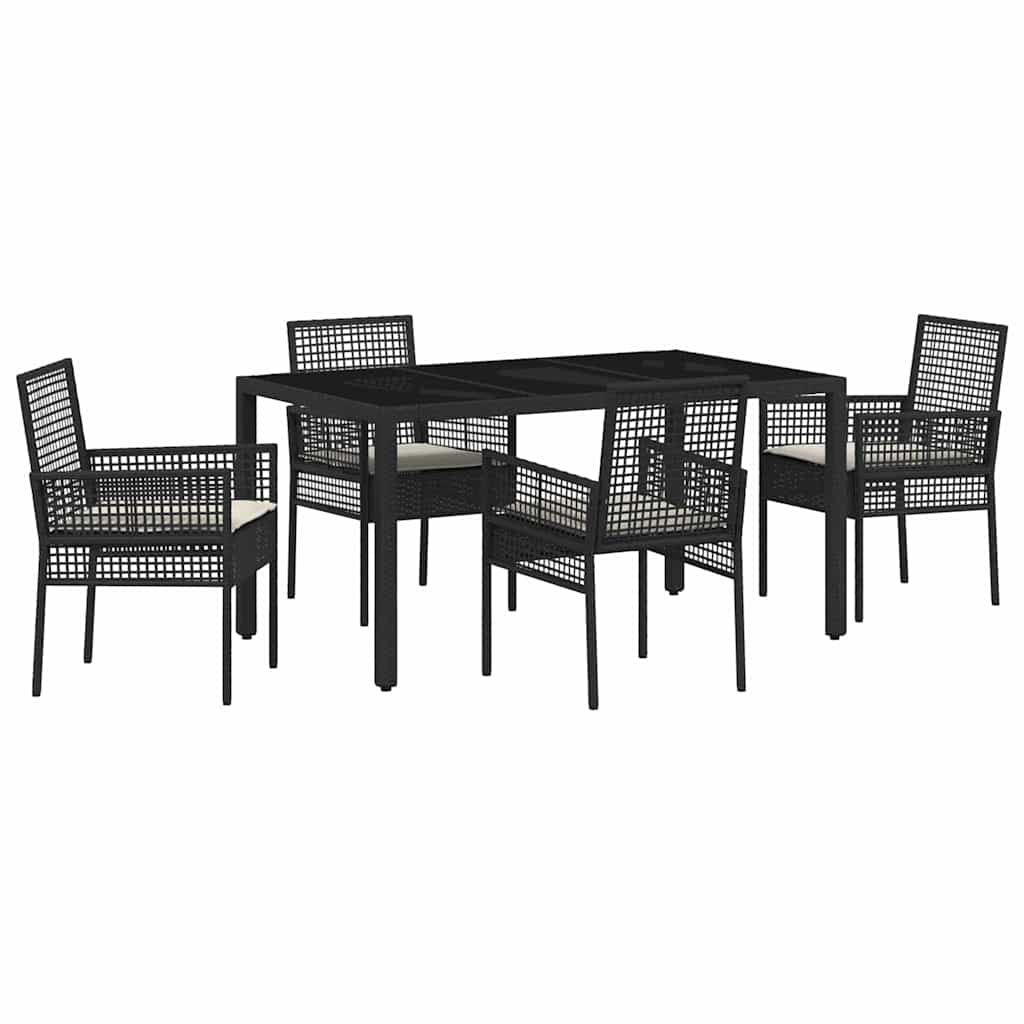 Have Spisebordssæt 5 stk. Sort polyrattan